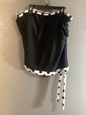 Black Swim Camisole with White Polka Dot Trim